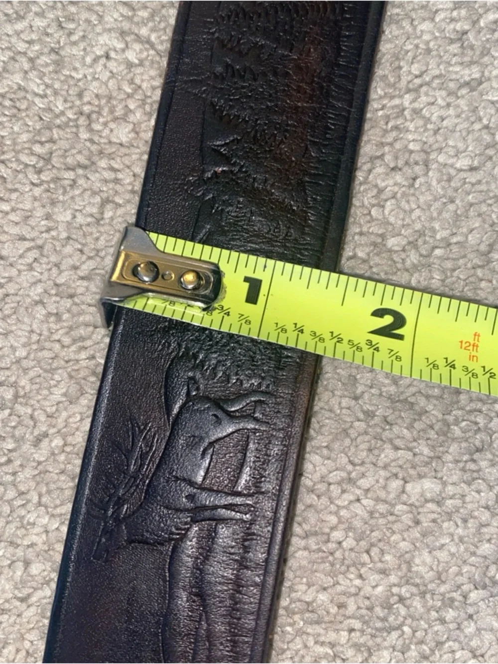 VTG‎ TOOLED Dark Leather Nature Western Belt  Men’s Size 44-46 *SEE Measurements